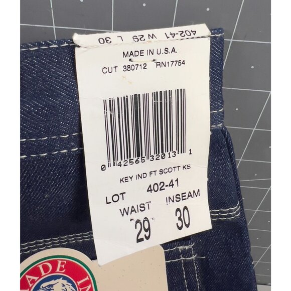 Key Brand Heavyweight Work Dungarees Triple Stitched Rivets 1990's NOS Deadstock - Picture 6 of 14